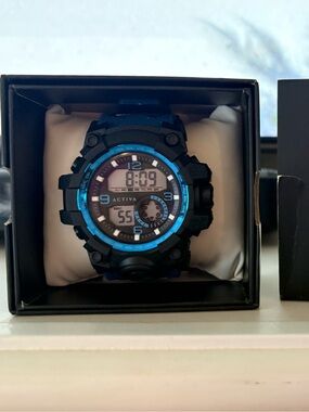 Activa Navy Blue Sport Watch with White Accents